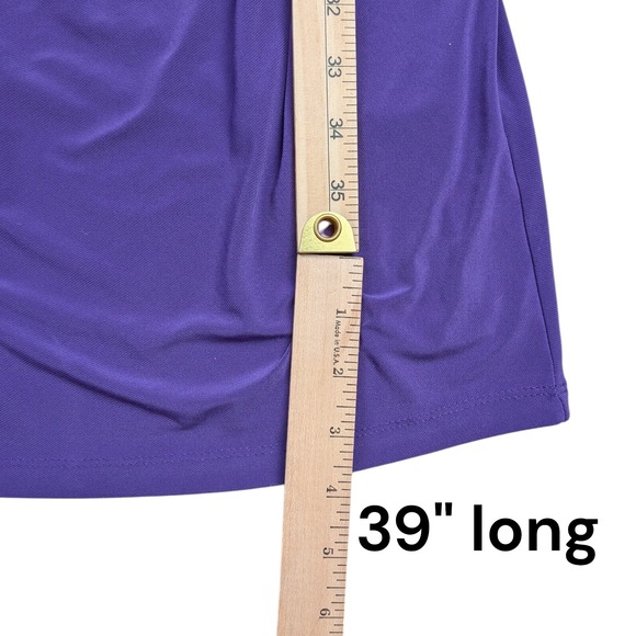Lauren Ralph Lauren Dress Womens 6 Purple Ruched Cowl Neck Cap Sleeve Sheath - Picture 5 of 9